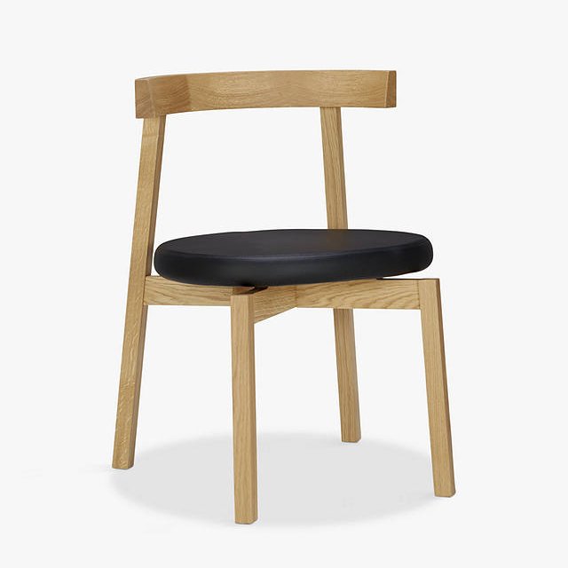 Japanese style oak frame wooden chair with upholstered seat